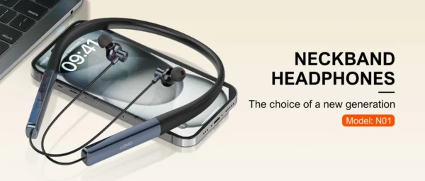 سماعة بلوتوث LDNIO الرقبة ستيريو عالي وبطارية عملاقة حتى 50 ساعة تشغيل N01