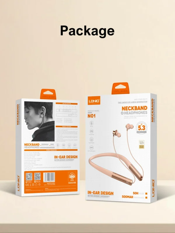 سماعة بلوتوث LDNIO الرقبة ستيريو عالي وبطارية عملاقة حتى 50 ساعة تشغيل N01