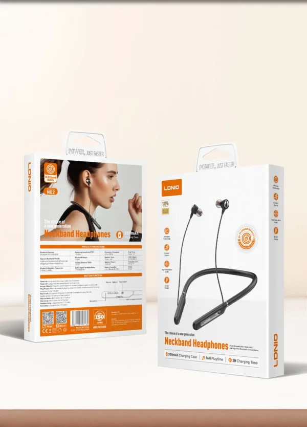 سماعة بلوتوث حول الرقبة بصوت ستيريو عالي الدقة مع مايكروفون LDNIO