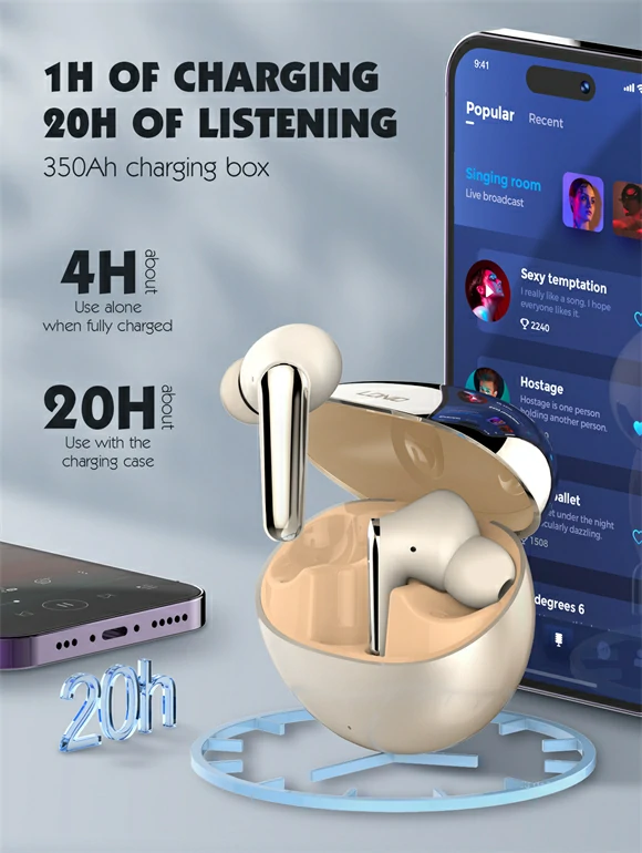 سماعة بلوتوث لاسلكية In Ear من ماركة LDNIO – موديل T01