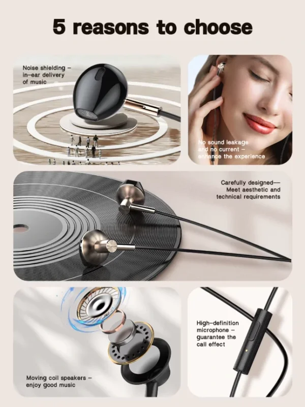 سماعة سلكية داخل الأذن Type C مع مايكروفون عالي الدقة – LDNIO HP-09C