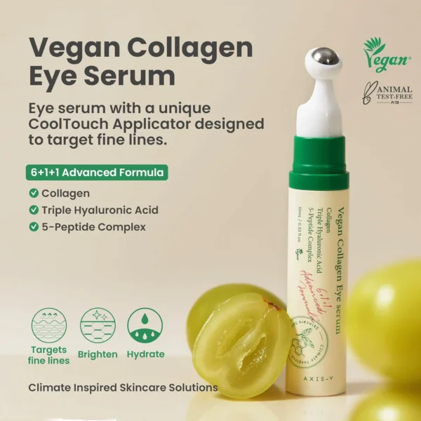 سيروم العيون كولاجين نباتي تجاعيد وانتفاخ وهالات + رأس مساج AXIS-Y Eye Vegan Collagen  – منتجات كورية