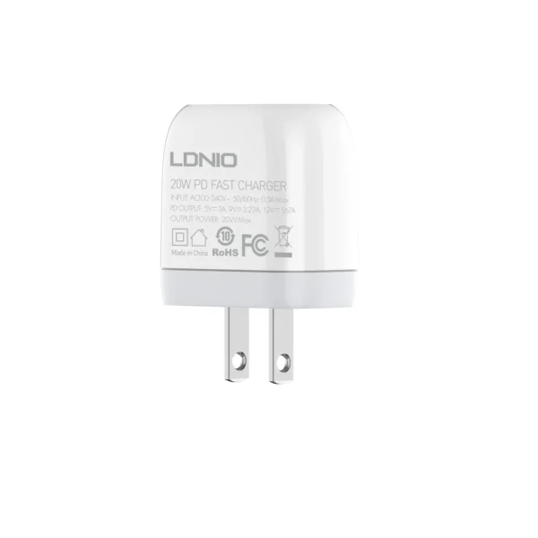 شاحن LDNIO منزلي سريع PD 20W مع منفذ USB