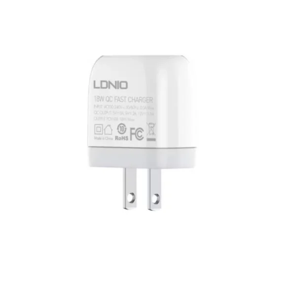 شاحن LDNIO منزلي سريع QC3.0 بقدرة 18W مع منفذ USB واحد (US / EU Plug)