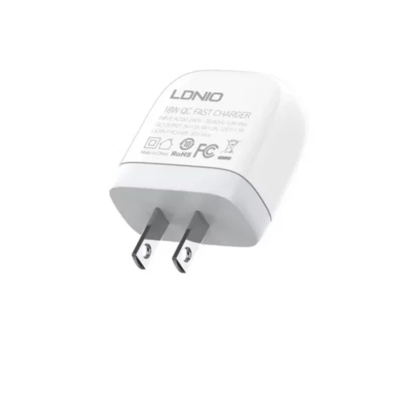 شاحن LDNIO منزلي سريع QC3.0 بقدرة 18W مع منفذ USB واحد (US / EU Plug)