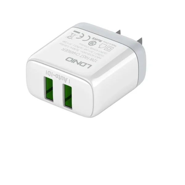 شاحن 12W مع دعم الشحن السريع وتوافق US / EU ماركة LDNIO A2221