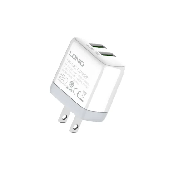 شاحن 12W مع دعم الشحن السريع وتوافق US / EU ماركة LDNIO A2221