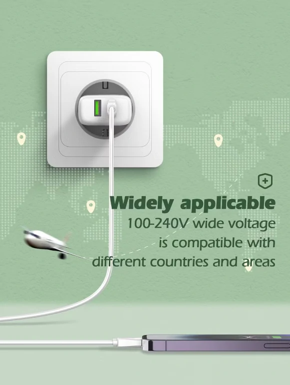 شاحن 12W مع دعم الشحن السريع وتوافق US / EU ماركة LDNIO A2221