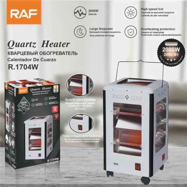 صوبة RAF Quartz Heater بقوة 2000 واط – 10 شمعات 3 مستويات حرارة (2) صوبة RAF Quartz Heater بقوة 2000 واط – 10 شمعات 3 مستويات حرارة