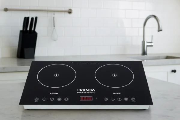 طباخ ليزر زجاجي حراري بشعلتين – قوة طهي عالية 4000 واط مع شاشة LED