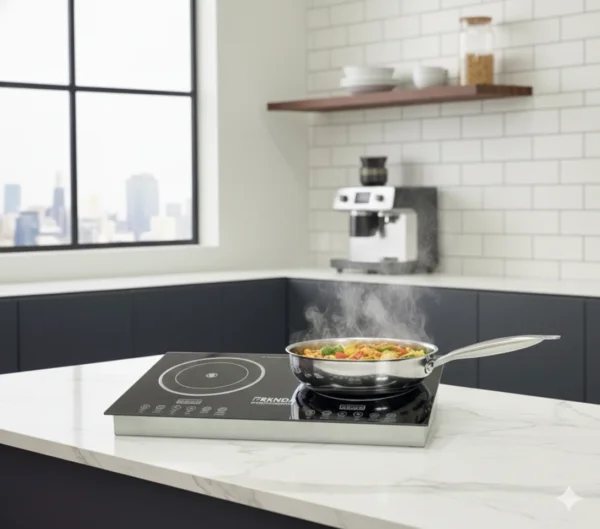 طباخ ليزر زجاجي حراري بشعلتين – قوة طهي عالية 4000 واط مع شاشة LED