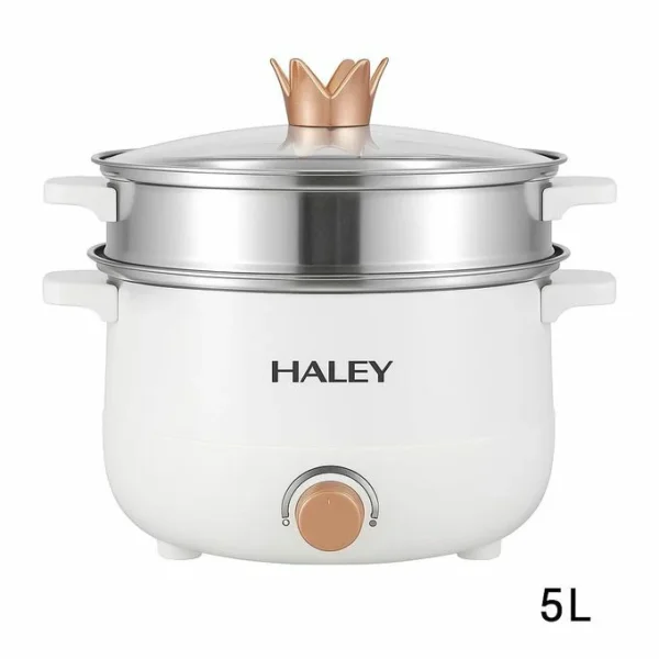 طنجرة كهربائية متعددة الوظائف بسعة 5 لتر + سلة بخار 3 لتر – أداء قوي وتصميم أنيق