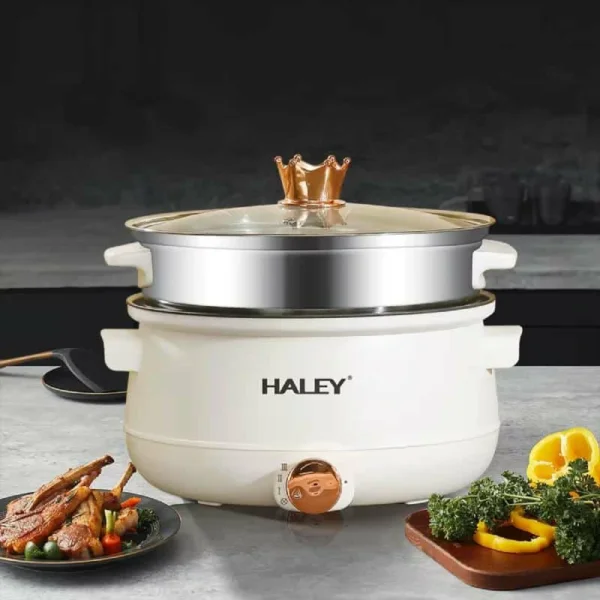 طنجرة كهربائية متعددة الوظائف بسعة 5 لتر + سلة بخار 3 لتر – أداء قوي وتصميم أنيق