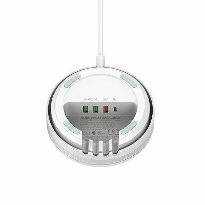 قاعدة شحن مكتبية 5×1 مع شحن لاسلكي 15W وشحن سريع 32W ماركة LDNIO AW003