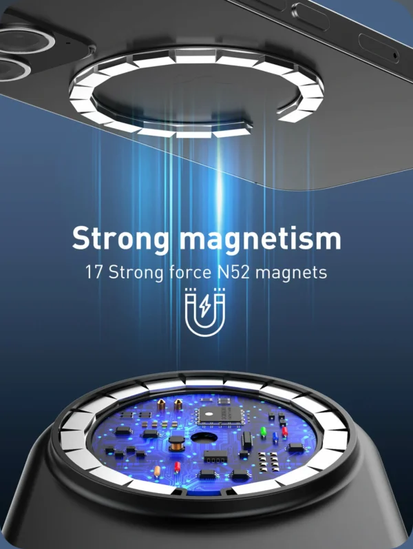 قاعدة شحن مكتبية لاسلكية 5×1 مع ستاند مغناطيسي وإضاءة ليلية ماركة LDNIO WL02