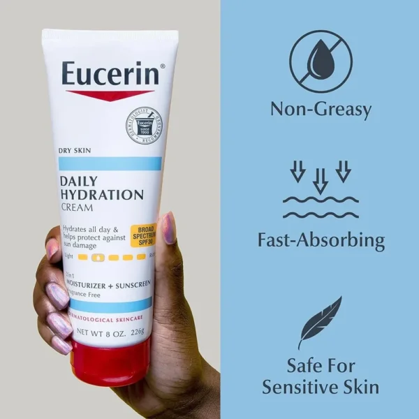 كريم (مرطب + واقي شمس) Eucerin Daily Hydration للبشرة الحساسة الجافة والمختلطة