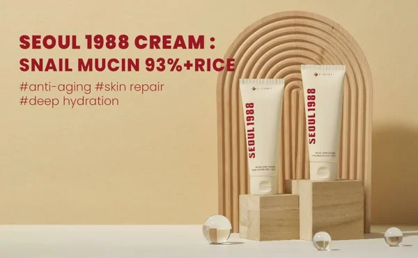 كريم مخاط الحلزون شد، ترميم، ترطيب عميق SEOUL 1988 Cream : Snail Mucin 93% + Rice - منتجات كورية