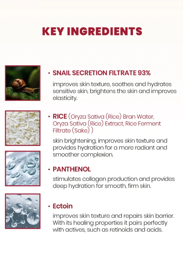 كريم مخاط الحلزون شد، ترميم، ترطيب عميق SEOUL 1988 Cream : Snail Mucin 93% + Rice - منتجات كورية