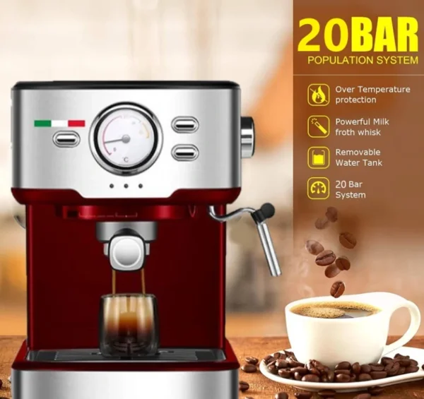 ماكينة الإسبريسو Sayona قوة 20 بار 1100 واط لاستخلاص مثالي للقهوة