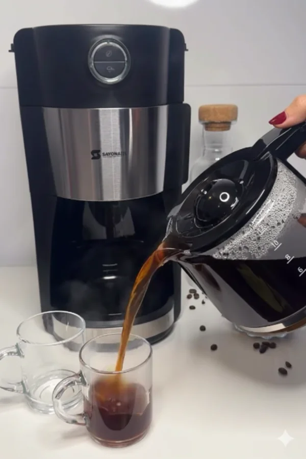 ماكينة قهوة الأمريكية Sayona مع مطحنة سعة 12 كوب فلتر نايلون دائم قابل للغسل