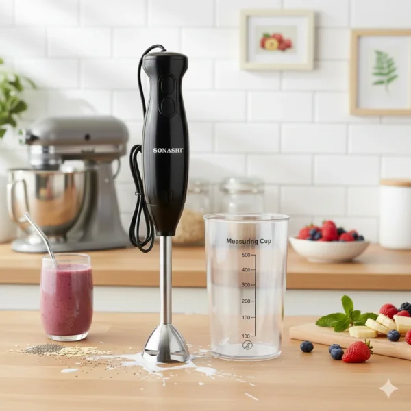 هاند بلندر Sonashi ستانلس ستيل شفرات حادة  + كوب قياس