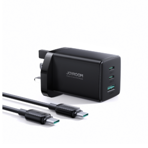 JOYROOM 65W GaN 2C1A شاحن سريع ذكي + كابل C to C 100W - أسود
