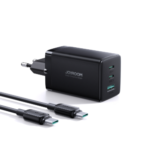 JOYROOM 65W GaN 2C1A شاحن سريع ذكي + كابل C to C 100W - أسود