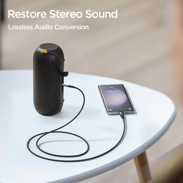 كابل صوت SY-A07 من نوع Type-C إلى 3.5mm بطول 1 متر - أسود