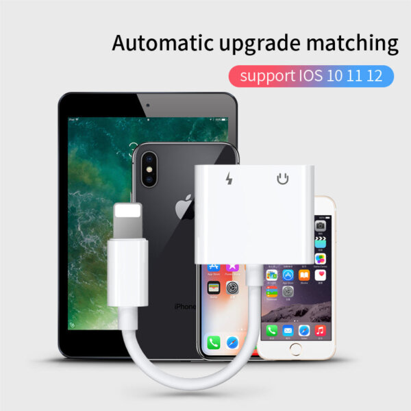 محول صوت S-Y104 ثنائي الجهات مع منفذ Lightning - أبيض