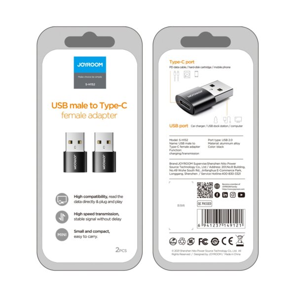 محول USB إلى Type-C أنثى S-H152 – أسود