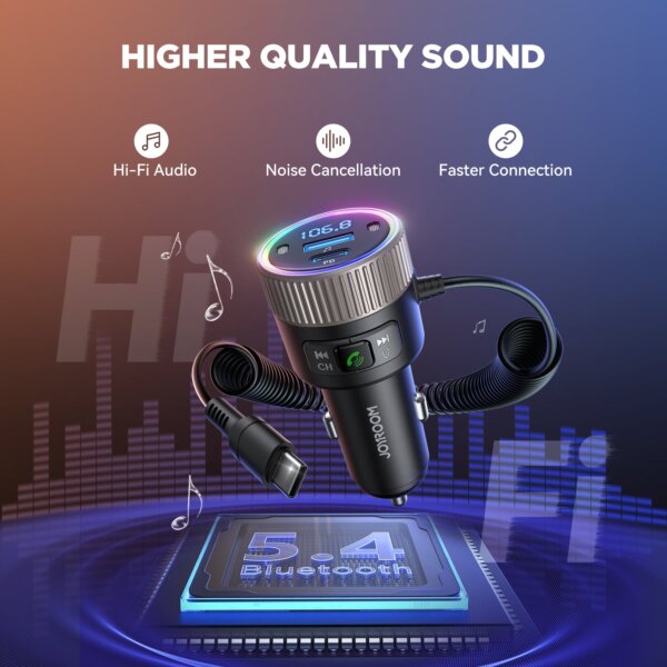 مُحوّل FM لاسلكي للسيارة JR-CCB02 بقدرة 60 واط - أسود