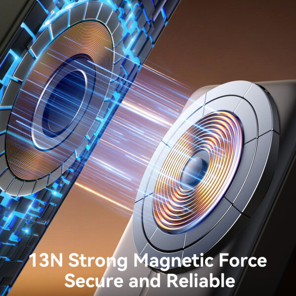 بانك طاقة مغناطيسي JR-PBM02 بسعة 10000mAh مع شحن لاسلكي 22.5W - أسود