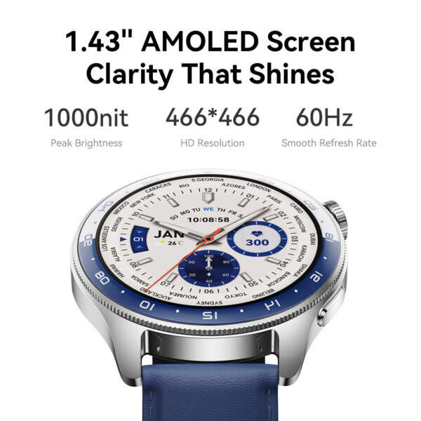 ساعة ذكية JR-FC3 كلاسيك بذاكرة 128 ميجابايت وشاشة AMOLED بدقة 466*466