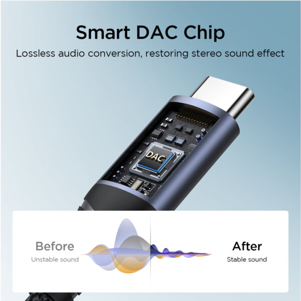 محول صوتي SY-C01 من نوع USB-C إلى 3.5mm – أسود