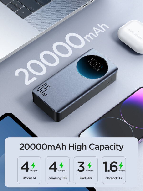 بانك شاحن سريع بقوة 30 واط وسعة 10000 أمبير - أسود (JR-PBF01)