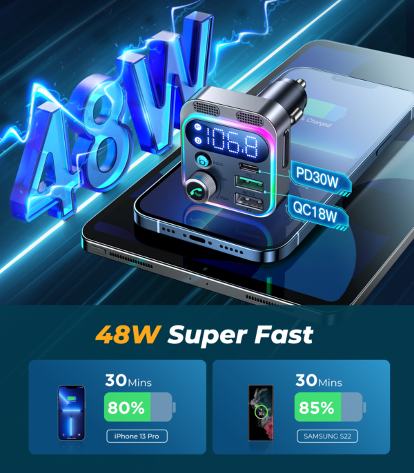 3_e2f25cb7-f95b-4875-a53a-78c41d28695e_1800x1800.png JOYROOM JR-CL16 48W Car Wireless FM Transmitter Bluetooth Car Charger Black