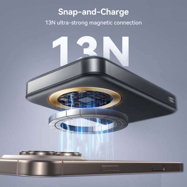 شاحن JR-PBM12 بقوة 22.5 واط مع حامل مغناطيسي 10000 مللي أمبير - أسود