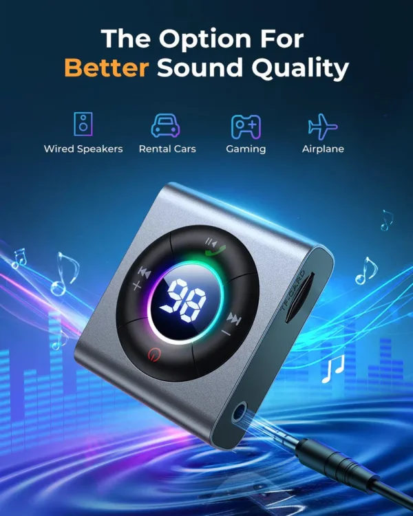 مستقبل لاسلكي JR-CB2 ثنائي الوضع Bluetooth 5.3 - رمادي داكن