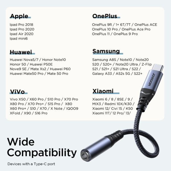 محول صوتي SY-C01 من نوع USB-C إلى 3.5mm – أسود