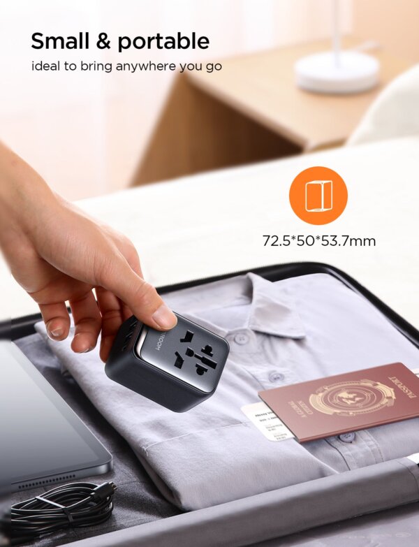 محول سفر عالمي JR-TCW01 بقدرة 17 واط - أسود