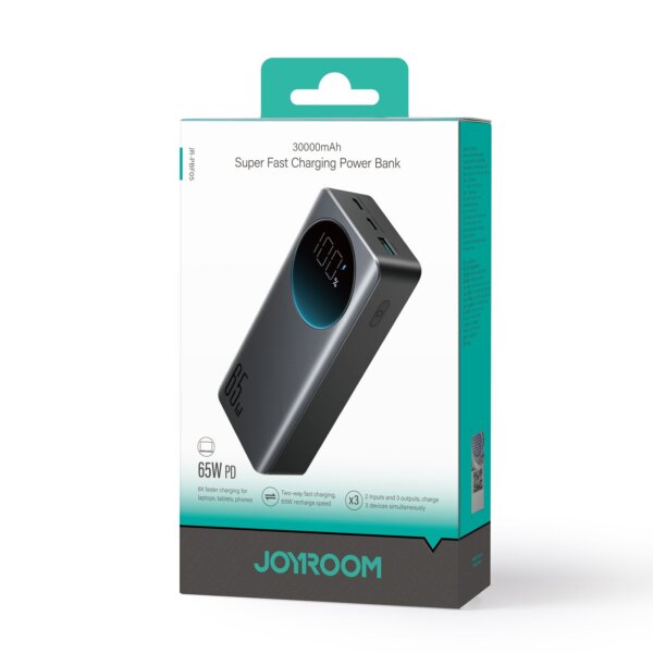 شاحن بورتابل 30W بقوة 30000mAh مع كابل USB إلى Type-C - أسود