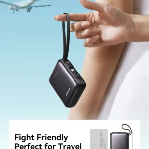 باور بنك JR-PBF27 10000mAh مع كابلين مضاعفين وشحن سريع 22.5W أسود