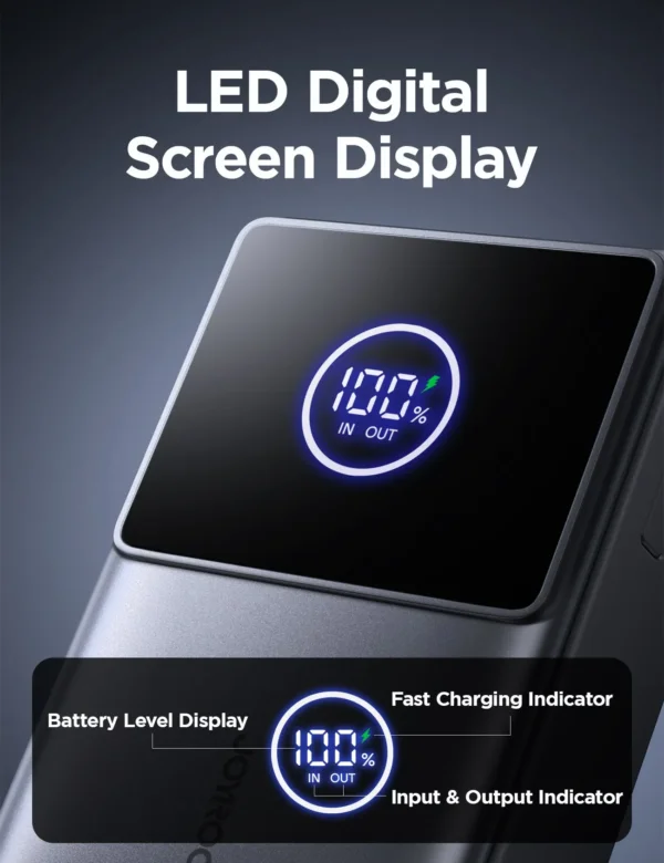 باور بانك JR-PR1 بسعة 10000mAh مع كابل ممتد 70 سم - أسود