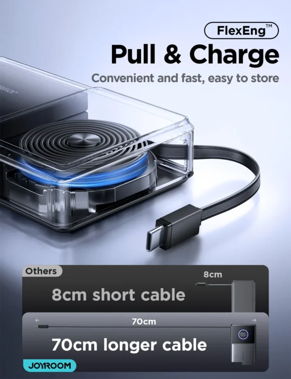 باور بانك JR-PR1 بسعة 10000mAh مع كابل ممتد 70 سم - أسود