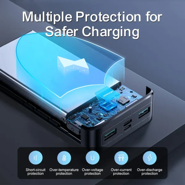 باور بانك JR-QP192 شحن سريع 22.5W بسعة 20000mAh - أسود