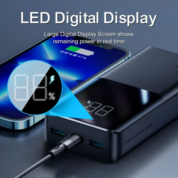 باور بانك JR-QP192 شحن سريع 22.5W بسعة 20000mAh - أسود