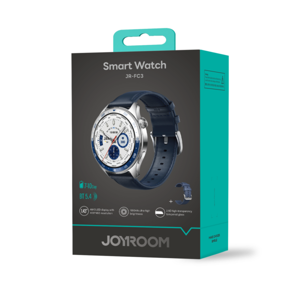 ساعة ذكية JR-FC3 كلاسيك بذاكرة 128 ميجابايت وشاشة AMOLED بدقة 466*466