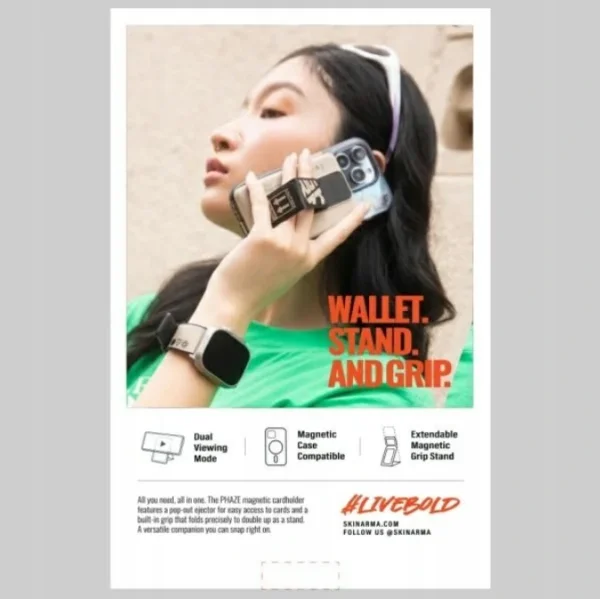 حافظة بطاقات مغناطيسية Skinarma Mirage Spunk مع Grip Stand