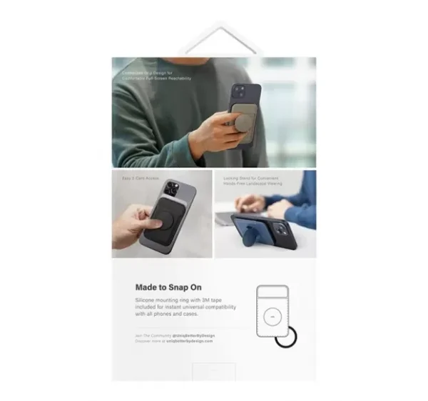 حامل بطاقات مغناطيسي UNIQ Flixa مع قبضة وحامل Pop-Out مدمج