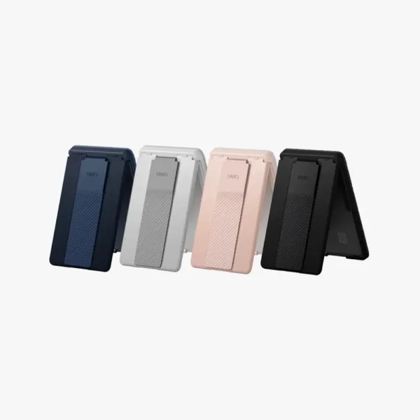 حامل بطاقات مغناطيسي UNIQ Heldro ID مع شريط قبضة وحامل مدمج